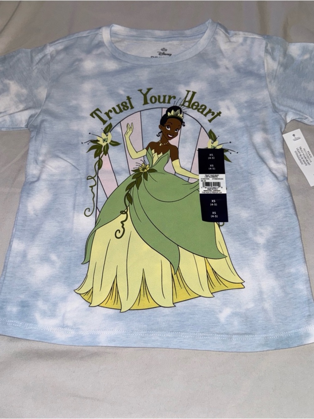 Disney Light Blue Tie-Dye Princess Tiana 'Trust Your Heart' Tee
